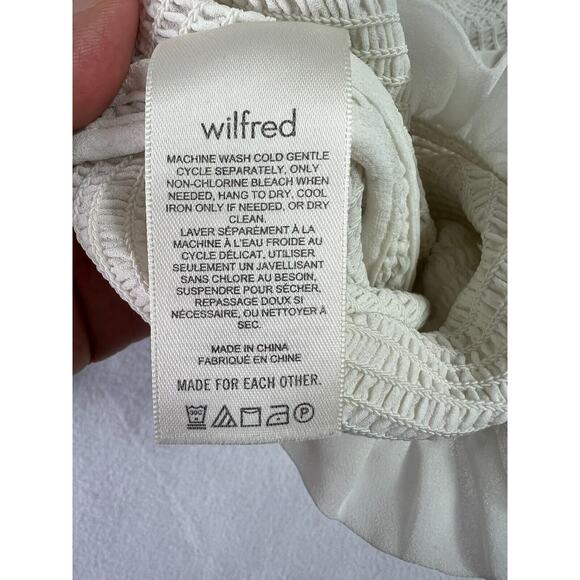 Aritizia Wilfred Tempest Blouse M White Light Birch Ruffles Balloon Sleeves - Picture 6 of 7